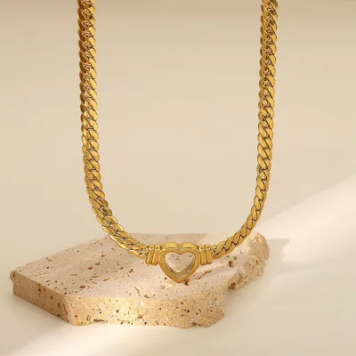 Chunky Cuban Chain Heart Necklace