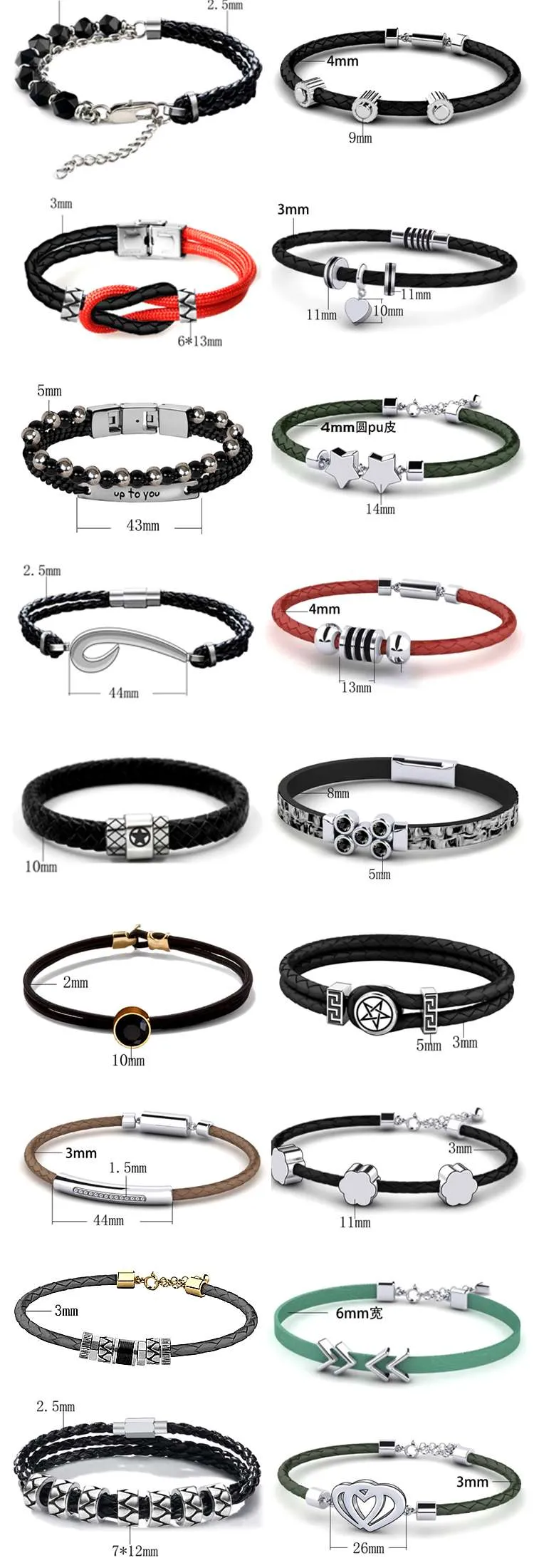 Custom men's woven leather bangles