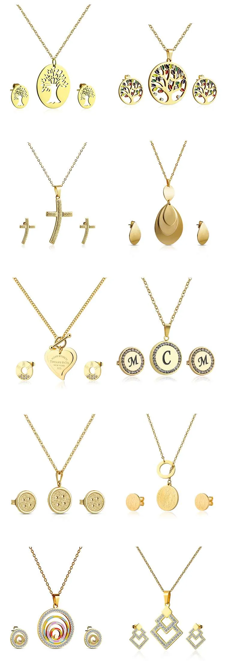 Customizable jewelry set gold