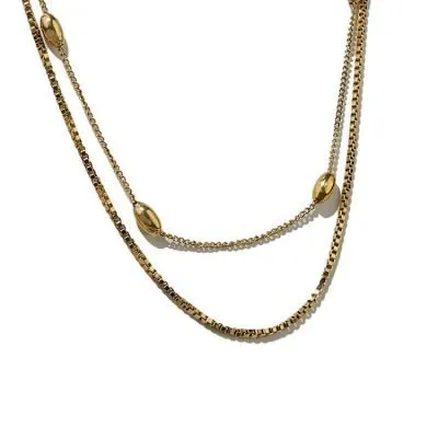 Layered rice shape necklace