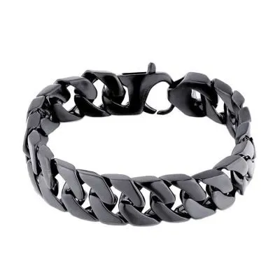 Men's black stainless steel cuban bracelet