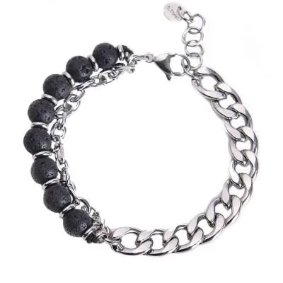 Personalized stainless steel bead bracelet