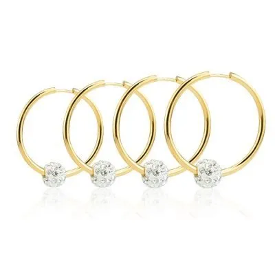 Simplicity diamond ball hoop earrings