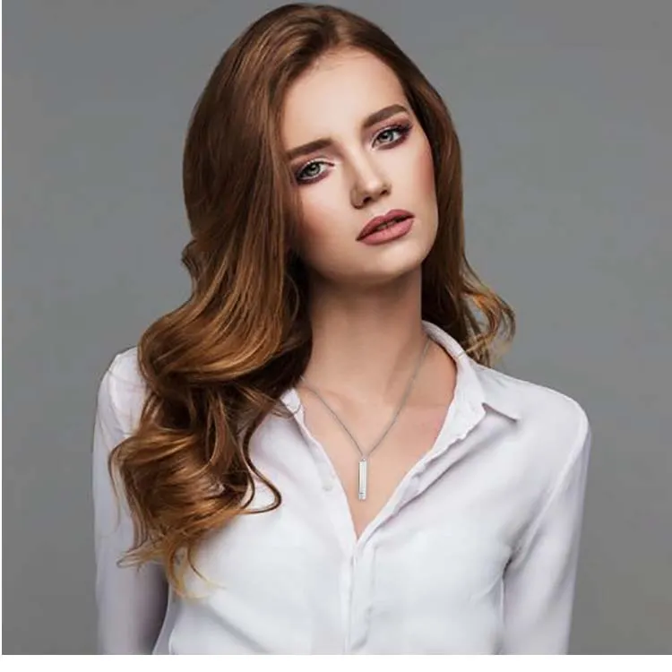 Stainless steel bar necklace womens
