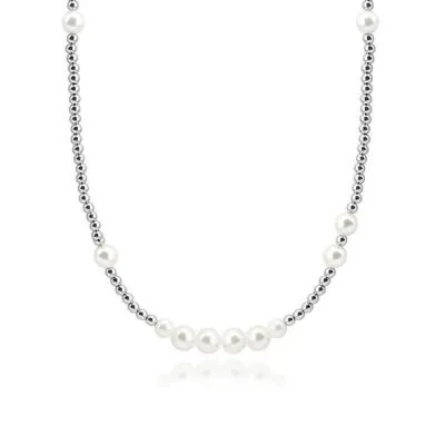 Stainless steel bead pearl necklace