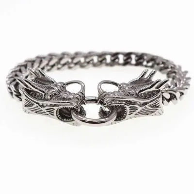 Solid stainless steel dragon bracelet