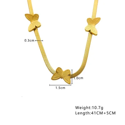 Stainless Steel Gold Butterfly Necklace