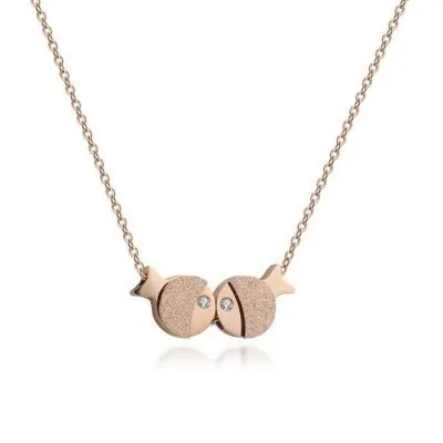Stainless steel kissing fish pendant
