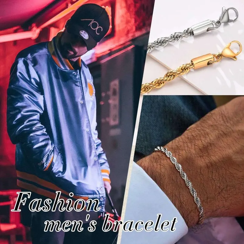 Stainless steel twisted bracelet for men