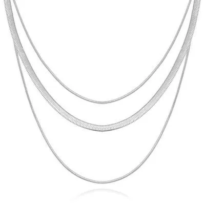 Three layered snake chain necklace