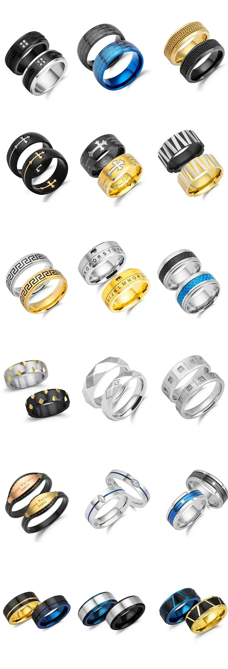 Unisex style couple rings