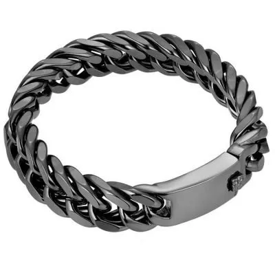Chunky black stainless steel cuban bracelets