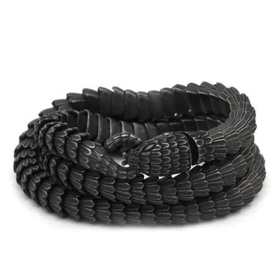 Men's black snake necklace