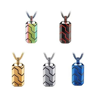 Classic Striped Stainless Steel Dog Tag Pendant (13)