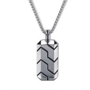 Classic Striped Stainless Steel Dog Tag Pendant (9)