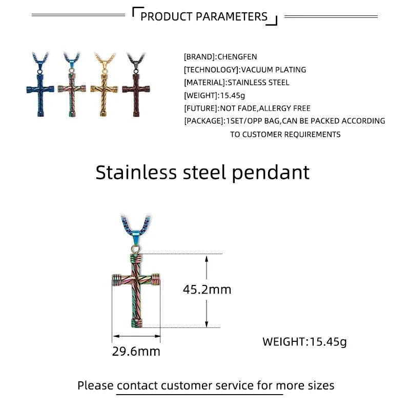 Colorful Striped Cross Steel Pendant (6)