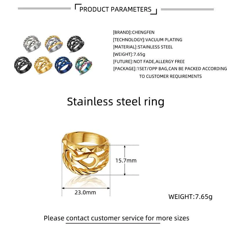 Stainless Steel Braided Band Ring Specifications