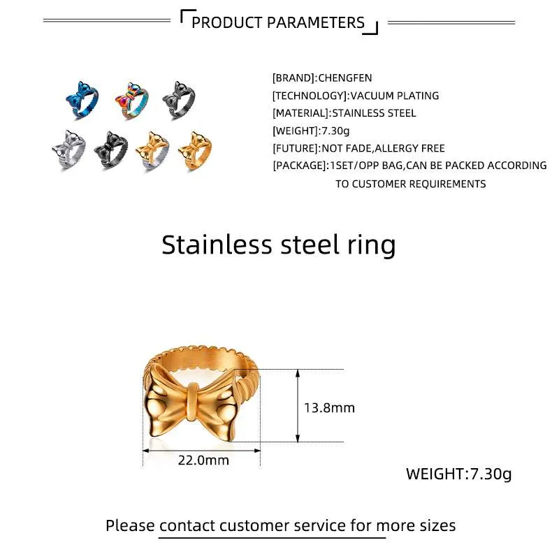 Solid Polished Bow Ring Specifications