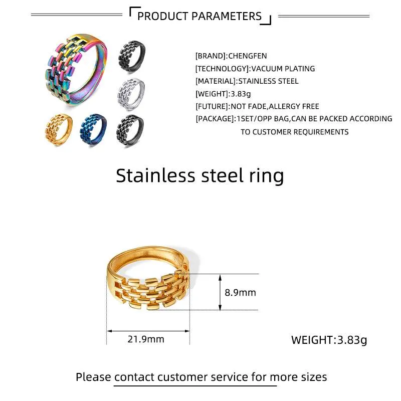 Stainless Steel Strap Style Ring Specifications