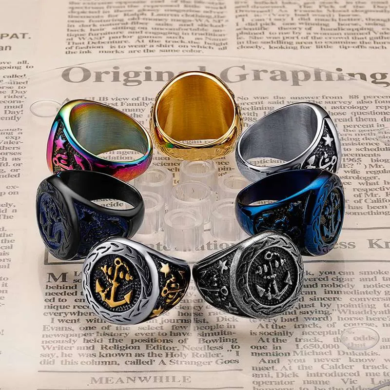 Vintage Viking Anchor Ring Multicolor Available (1)