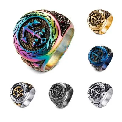 Vintage Viking Anchor Ring Multicolor Available (2)