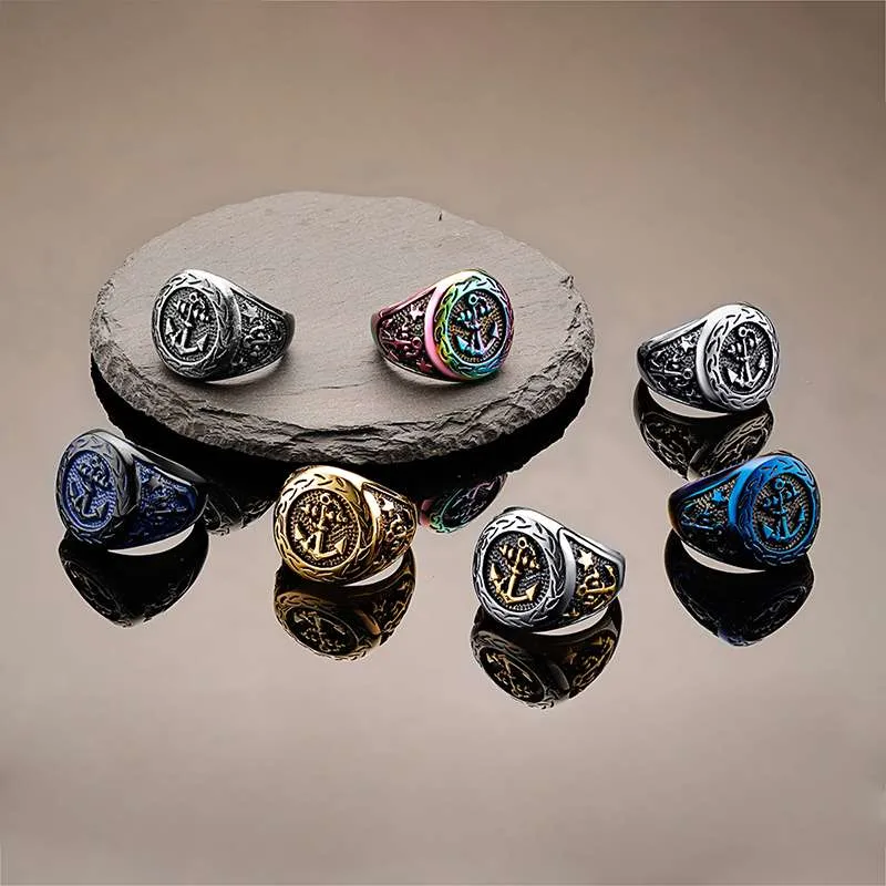 Vintage Viking Anchor Ring Multicolor Available (4)