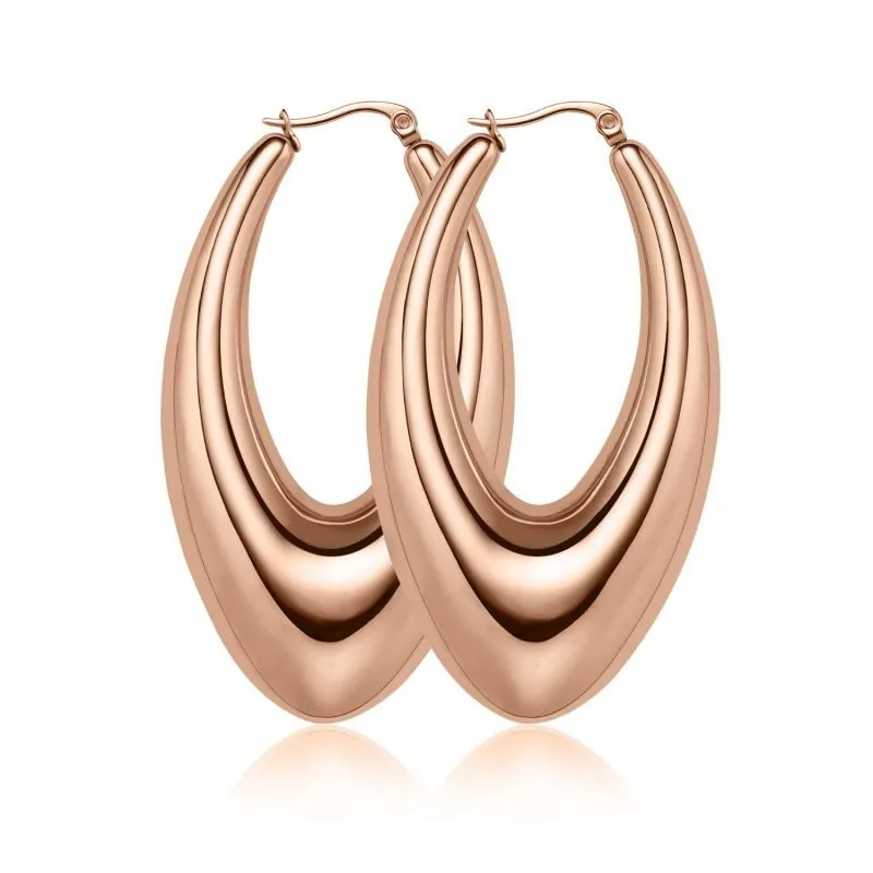 Rose Gold Tapered Hollow Stainless Steel Earrings