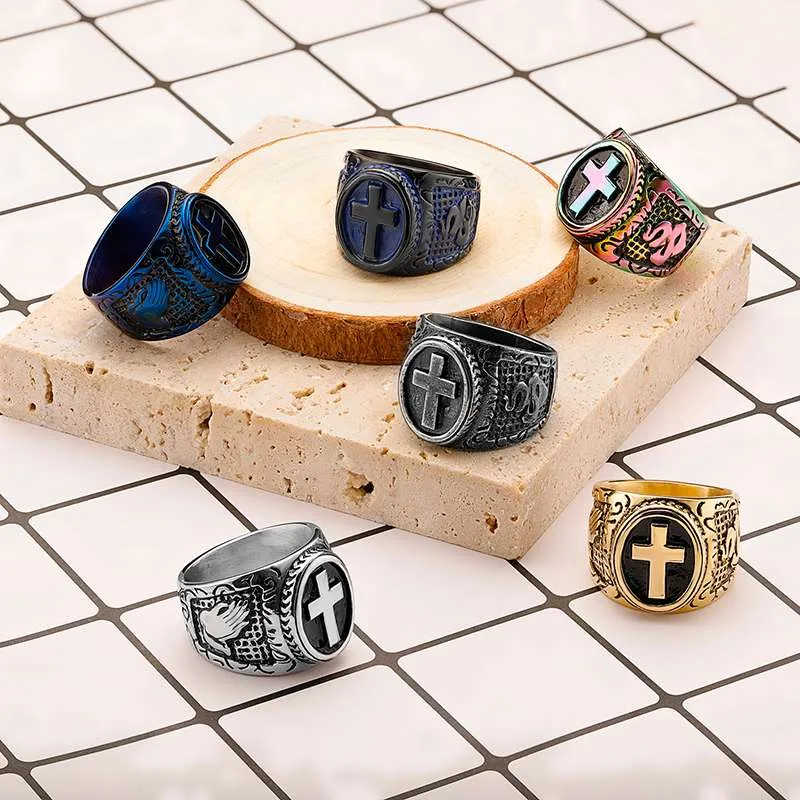 Vintage Gothic Cross Ring Available in Multiple Colors (3)