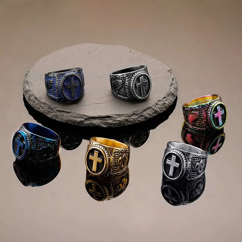 Vintage Gothic Cross Ring Available in Multiple Colors (4)