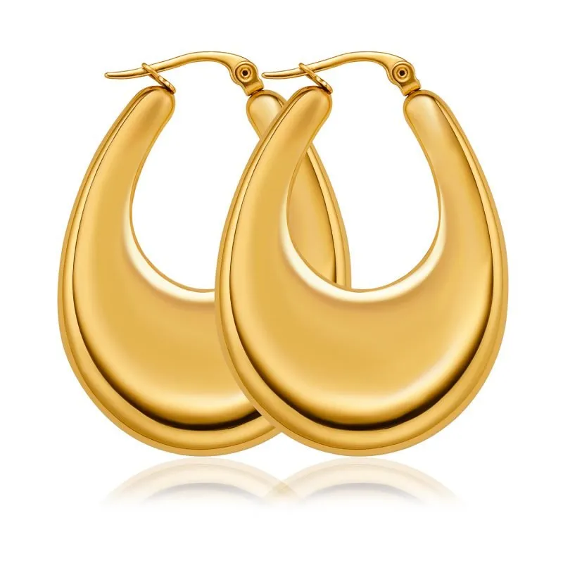 18K Gold U-Shaped Heavy Stainless Steel Earrings