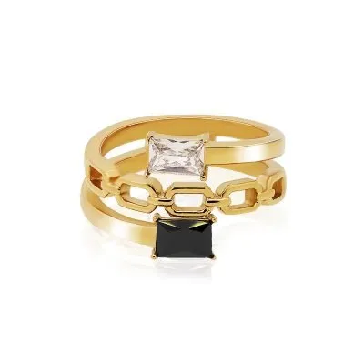 Clear & Black Zircon Ring (1)