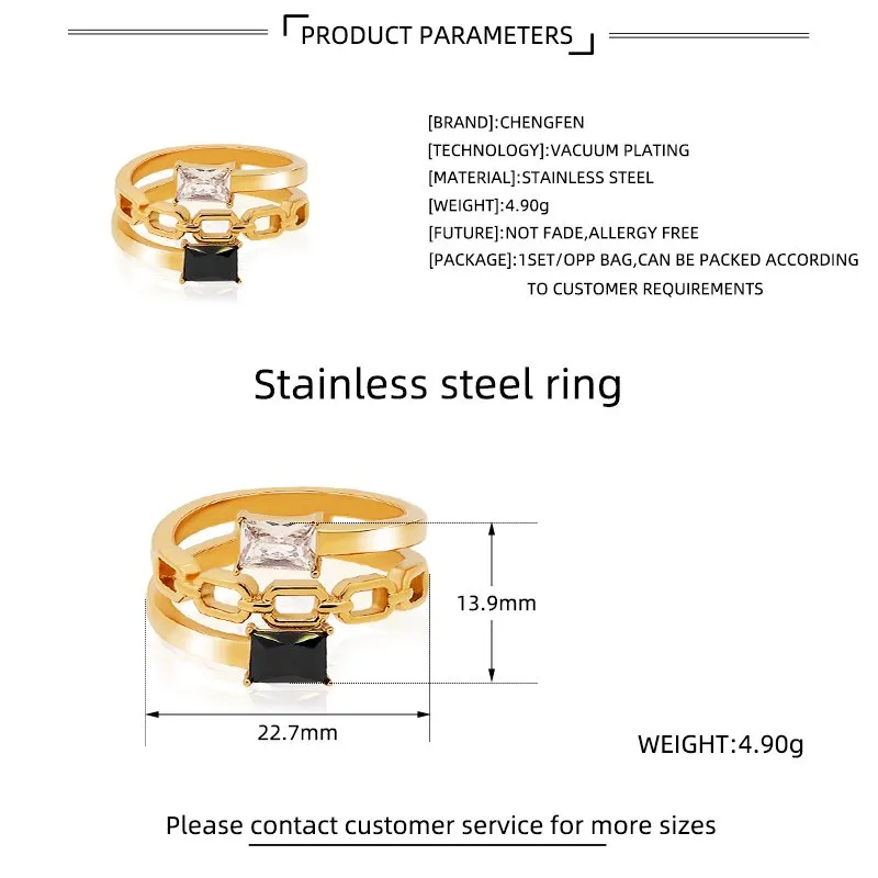 Clear & Black Zircon Ring Specifications