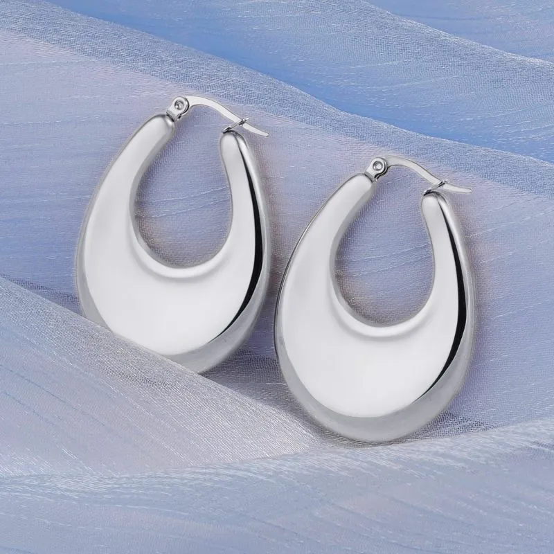 Silver U-Shaped Heavy Stainless Steel Earrings (2)