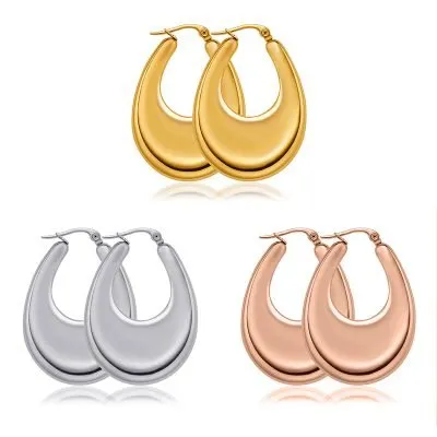 U-Shaped Heavy Stainless Steel Earring Set