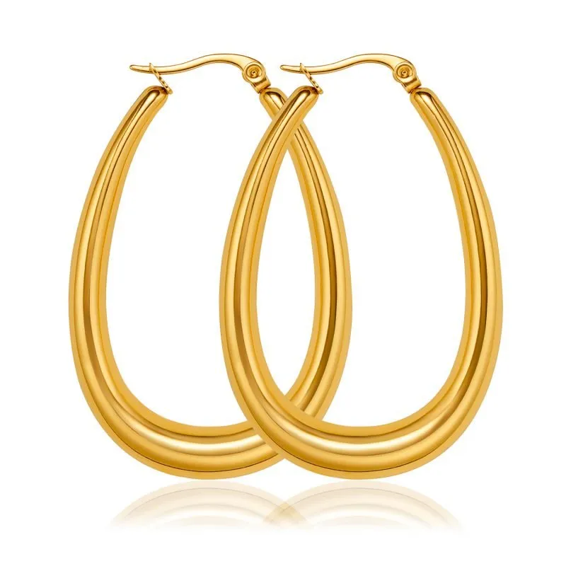 Women's Gold Plated Oval Earrings (1)
