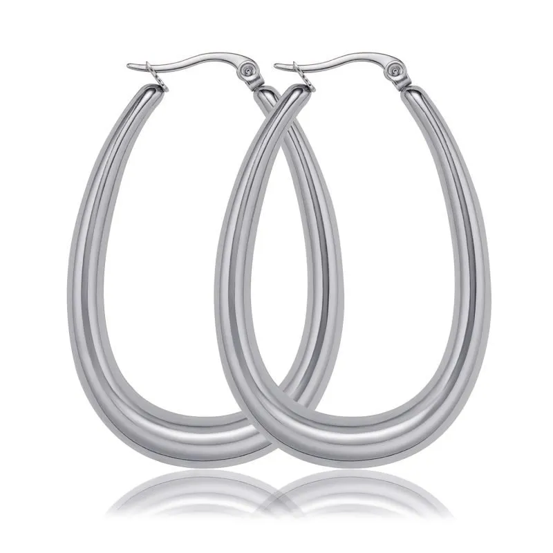 Women's Gold Plated Oval Earrings (2)