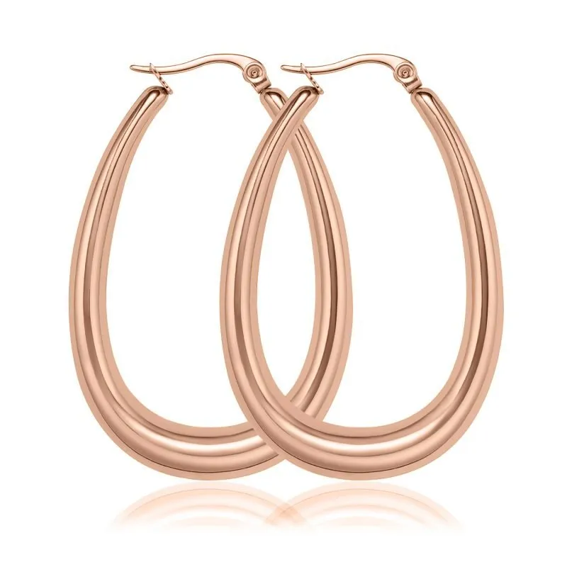 Women's Gold Plated Oval Earrings (3)
