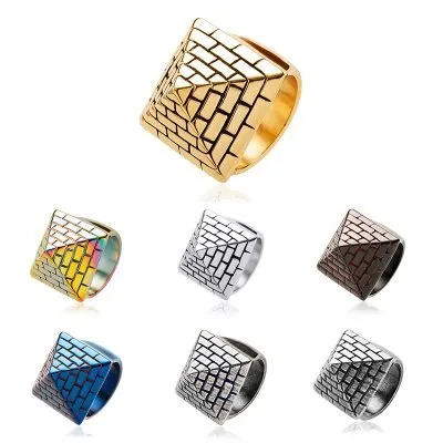 Men's creative pyramid stainless steel ring combination