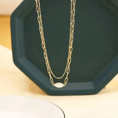 Women's Adjustable 18k Gold Double Layer Stainless Steel Necklace (2)