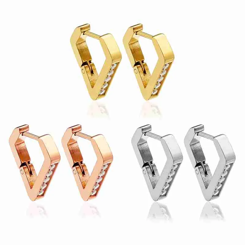 Geometric Triangle Stainless Steel Stud Earrings (3)