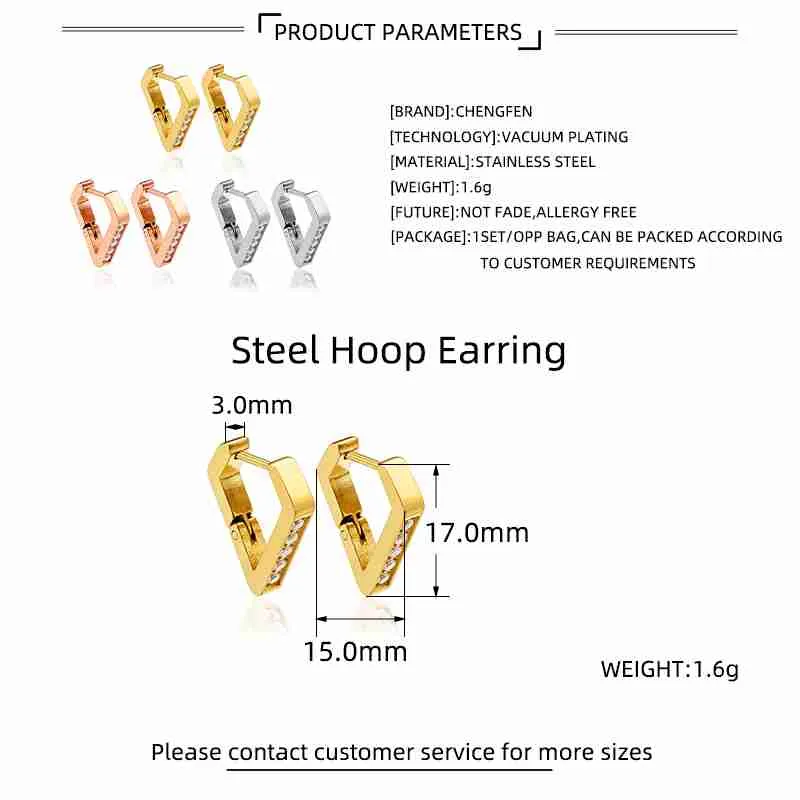 Geometric Triangle Stainless Steel Stud Earrings Specifications