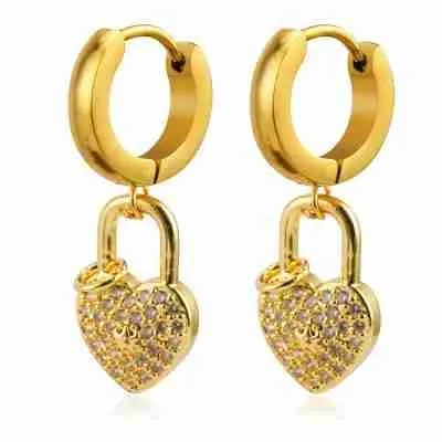Full Diamond Heart Jewelry Earrings