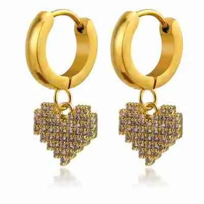 Love Heart Diamond Round Earrings
