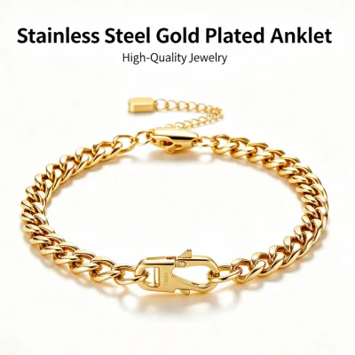Custom Gold Cuban Link Stainless Steel Anklet