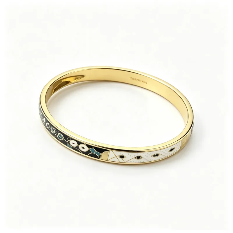 260611-Custom-Gold-Plated-Enamel-Crystal-Stainless-Steel-Bangles (4) Custom Gold Plated Enamel & Crystal Stainless Steel Bangles