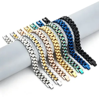 Custom Multi Color Gold Plated Stainless Steel Link Bracelet