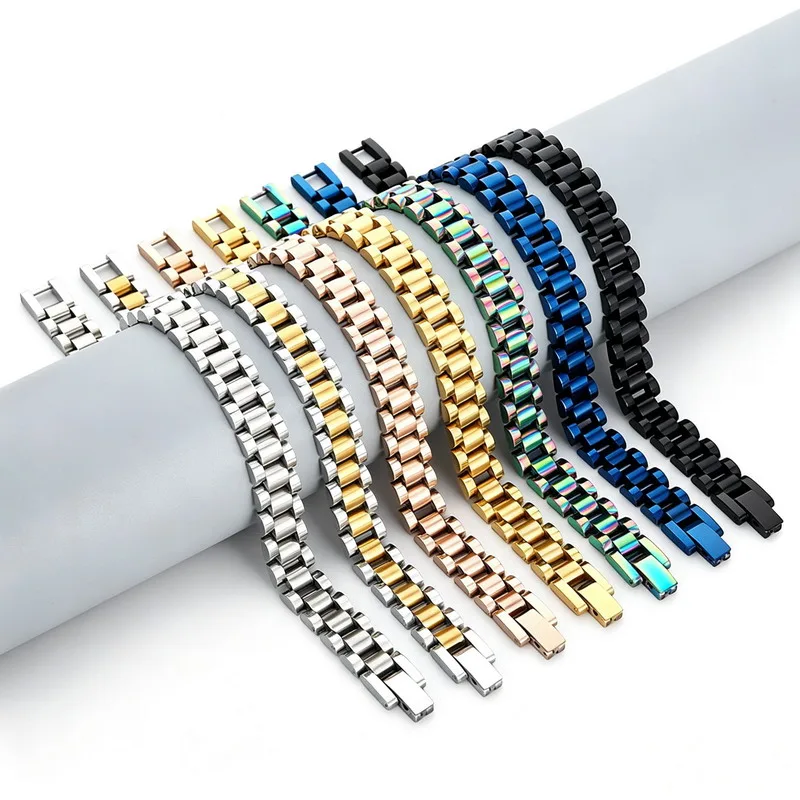 260623-1-Custom-Multi-Color-Gold-Plated-Stainless-Steel-Link-Bracelet (7) Custom Multi Color Gold Plated Stainless Steel Link Bracelet