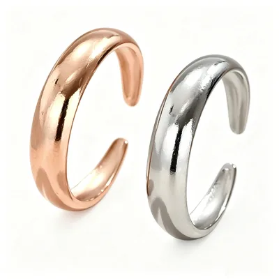 Custom Hammered Stainless Steel Open Cuff Stackable Ring